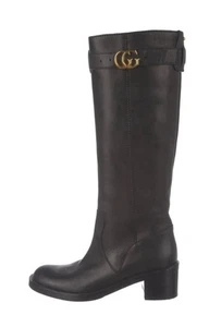 Botas hasta la rodilla gucci GG Logo Correa Piel de becerro Botas de montar 38.5 - Imagen 1 de 7