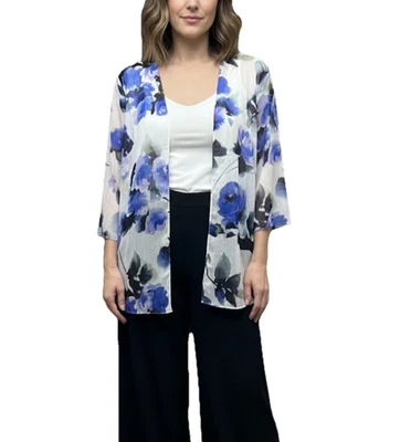 CHAQUETA DE NOCHE FLORAL ALEX NOCHES L GEORGETTE ABIERTA 3/4 LIGERA FEMENINA Foto 1 de 4