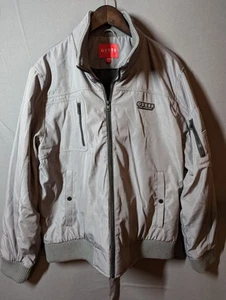 GUESS Los Angeles Gray Bomber Jacket Men’s XL Full Zip Casual Streetwear Ribbed - Picture 1 of 16