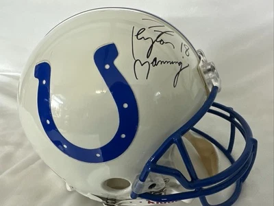 Casco de tamaño completo firmado por Peyton Manning COLTS VELOCIDAD Proline certificado de autenticidad BAS AUTO Foto 1 de 4