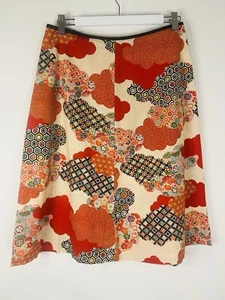 Maiocchi Skirt Size 10 / US6 Oriental Multicolour Print A-line Cotton - Foto 1 di 8