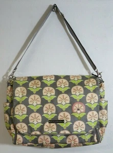 Petunia Pickle Bottom Diaper Bag Baby Bag Tote Green Pink Floral Embroidered - Picture 1 of 12