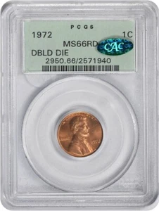 1972 Lincoln Cent DDO MS66RD PCGS (CAC) - Picture 1 of 4