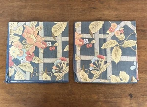 Vintage Floral Cotton Cloth Napkins Set of 2 Squares 15" - Picture 1 of 4