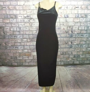 Vestido largo elástico largo de terciopelo negro con correa de espagueti Co. Talla 5/6 - Imagen 1 de 9