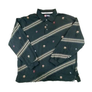Vintage Chaps Ralph Lauren Men's Large Long Sleeve Black Polo Rugby Shirt - Picture 1 of 6