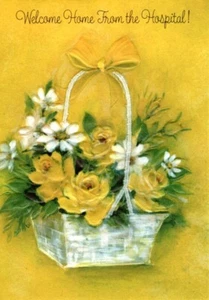 Vintage Get Well Soon Yellow Rose Roses Embossed Hallmark Greeting Card  - Picture 1 of 3