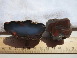633  PAIR FACE POLISHED CONDOR AGATES.  COLLECTOR OR DISPLAY PIECES.  ARGENTINA - Picture 1 of 3