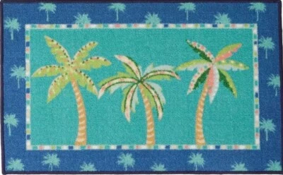 ALFOMBRA DE ACENTO IMPRESA DE COCINA (antideslizante)(17"x28") 3 palmeras en marco de palmeras, sin reserva Foto 1 de 4