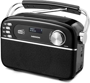 MEDION LIFE MD43809 E66809 Retro-Radio DAB+/PLL UKW Bluetooth Solarpanel USB AUX - Picture 1 of 32
