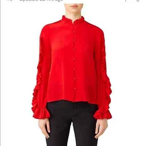Alexis Rocio red ruffle silk blouse size xs NEW - Picture 1 of 11