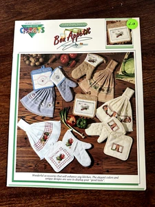 FARBKARTEN "Bon Appétit" Kreuzstichkarte #11105 1991 Küchenbordüren OOP - Bild 1 von 3