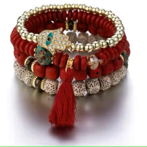 Beaded Bracelet Stack Layering Handmade Bohemian Stretch Multi-Color Unisex - Picture 1 of 16
