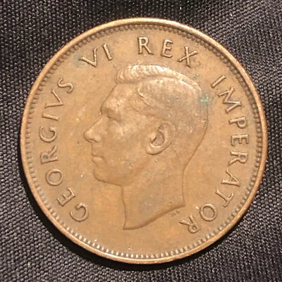1941 South Africa 1/2 Penny George VI Bronze Coin - Image 1 of 4