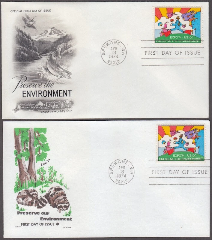 USA # 1527 SET of 2 DIFF FDCs, COSMIC JUMPER, POP ART by PETER MAX - Image 1 of 1