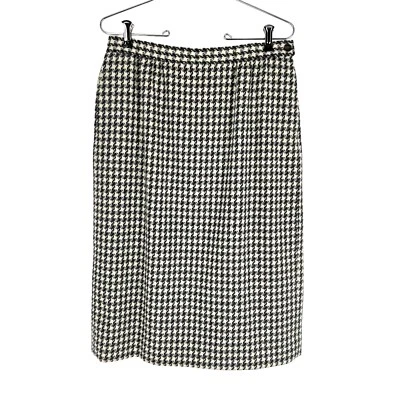 Falda de Lana Pendleton Vintage Para Mujer Talla 12P Gris Marfil Pata de Gallo Midi Forrada Foto 1 de 4