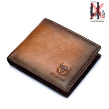 RFID Blocking Brown Leather Trifold Wallet Mens Credit Cards Holder Money Pocket