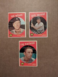3 Card Lot 1959 Topps Baseball Detroit Tigers: Wilson, Zernial, Narleski F/G
