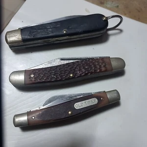LOT of 3 VINTAGE old timer POCKET KNIVES USA - Picture 1 of 7