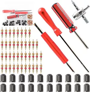 64Pcs Tire Valve Stem Puller Tools Set Snap-In Valve Stems 20 Valve Cores Repair - Picture 1 of 8