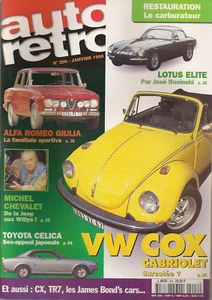 AUTO RETRO 206 VW COX CABRIO ALFA GIULIA LOTUS ELITE TOYOTA CELICA TRIUMPH TR7 - Imagen 1 de 3