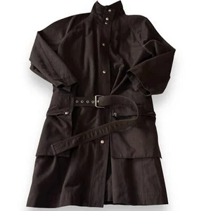 Gabardina Michael Kors Genuina Visón Forrada Marrón 100% Algodón Sarga L Cinturón Nueva - Imagen 1 de 14