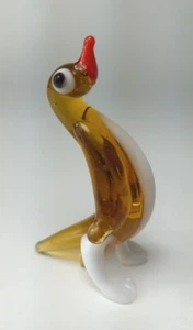 Studio Hand Blown Figurine Amber Glass Mini Penguin Repair 2 Inch Vtg - Picture 1 of 11