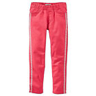 OshKosh B'gosh Girls Embroidered Side-Stripe Twill Stretch Skinny Pants; Pink 6X