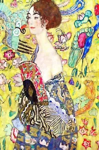 Gustav Klimt, lady, vintage, Framed Canvas Art Print painting 36" - Picture 1 of 7