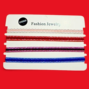 SET GIROCOLLO IN VELLUTO E ORPELLI collana fascia nastro rosa rosso blu viola lotto gotico 6 anni - Foto 1 di 4