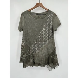 Top Simply Couture Oliva Manga Corta Mujer Talla Grande Encaje Mixto Medios Capas - Imagen 1 de 10