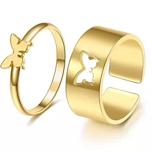 Butterfly Ring for Couples_Matching Butterfly Rings for women Teen Girls Men Adj - Picture 1 of 7