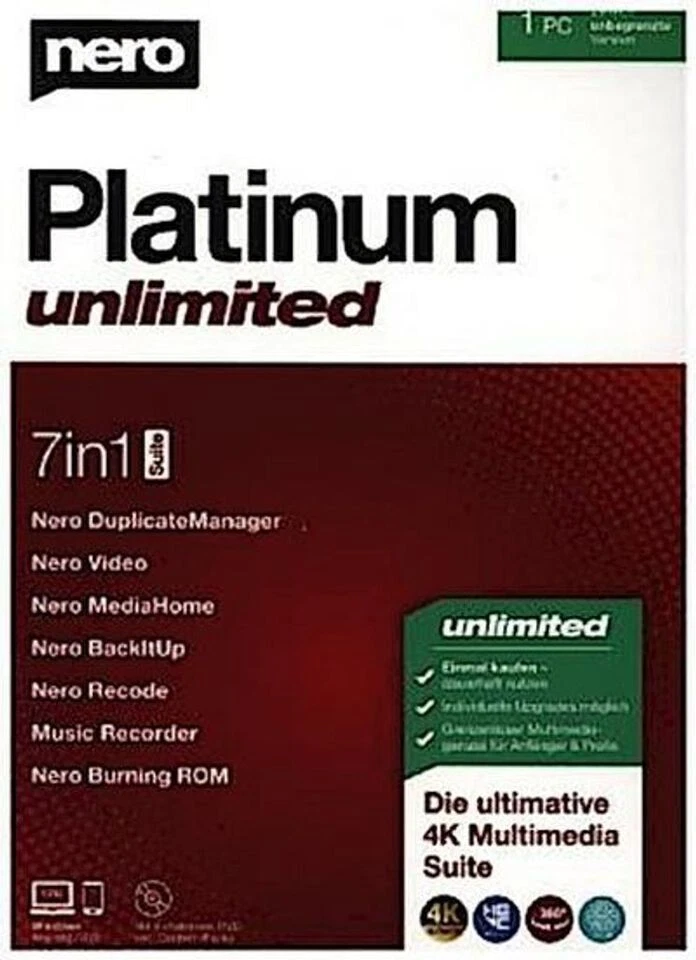 Nero Platinum Unlimited Multimedia-Software (1 Lizenz)