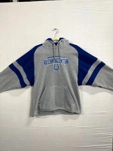 Felpa con cappuccio vintage NFL pile uomo grigia Indianapolis Colts squadra di calcio tasche pullover - Foto 1 di 9