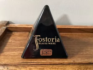 Letrero vintage de distribuidor Fostoria de vidrio negro - Imagen 1 de 3