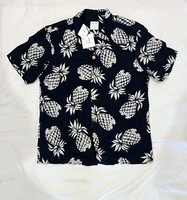 Sandro Paris Men's Navy  Blue White Pineapples Medium New - Image 1 of 3