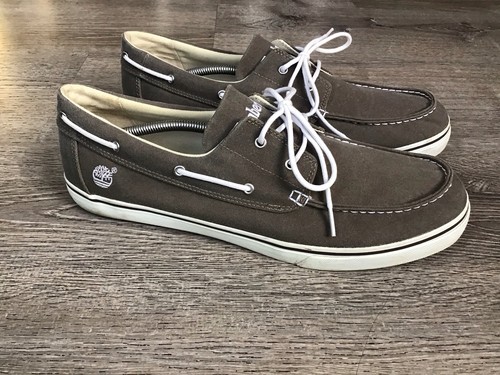 Mocassini Timberland Dock uomo tela stringati scarpe da barca taglia 14 grigio 2 occhielli 6149A