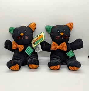 Homespun Creations Handcrafted Halloween Decor Plush Cat (2) 8" Cottage Core - Picture 1 of 4