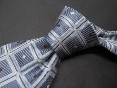 Canali 真丝领带带几何图案灰色/银色意大利 CC36 — 第 1/4 张图片