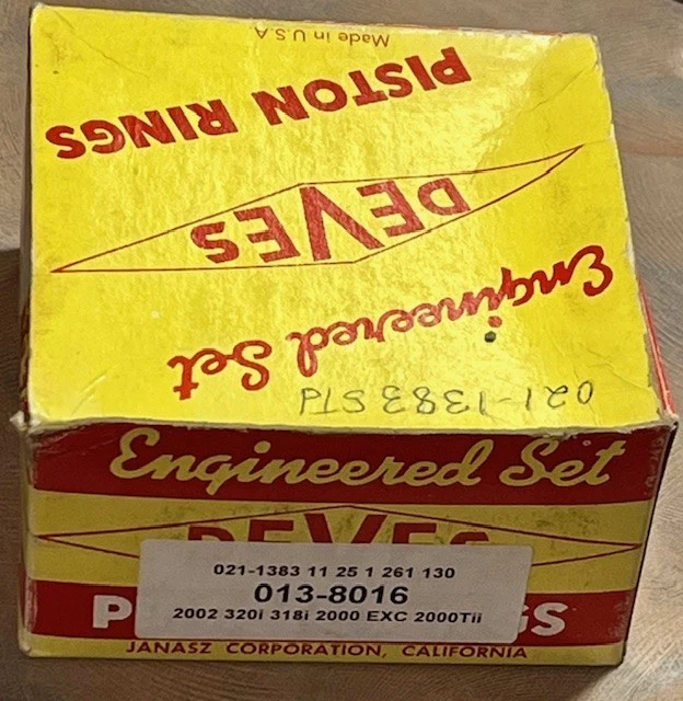 Deves Standard Size Piston Rings for 68- BMW 2002, 2002Tii, 320i, 318i Foto 1 de 1