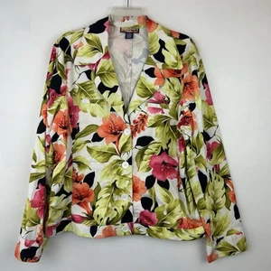 Havana Jacks Cafe Blazer Women XL Jacket Vacation Cruise Resort Art to Wear Read - Picture 1 of 8