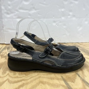 Kumfs Mary Jane Wedge Shoes Black Leather Women’s Size 39 US 8-8.5 Cottage Comfy - Picture 1 of 13