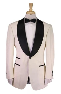 Giacca blazer formale smoking bavero scialle panna su misura Miguel Wilson 40R - Foto 1 di 9