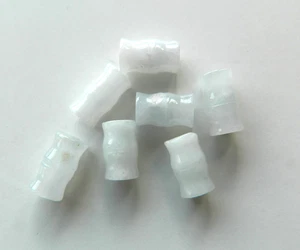 Jade, Smooth Rounded Tubes, 11mm x 7mm Approx, Bag Of 7 Beads, White Colour - Bild 1 von 1