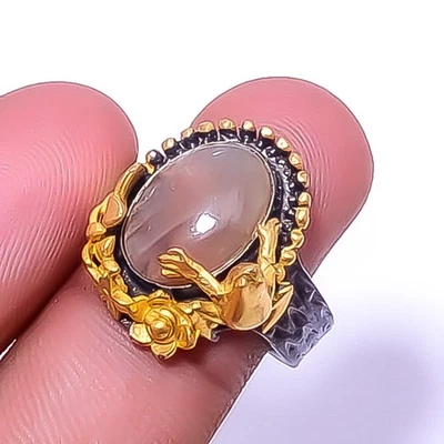 Ópalo Rosa Bebé - Anillo Rana Dos Tonos Plata Esterlina 925 Perú s.8 R7-40 Foto 1 de 4