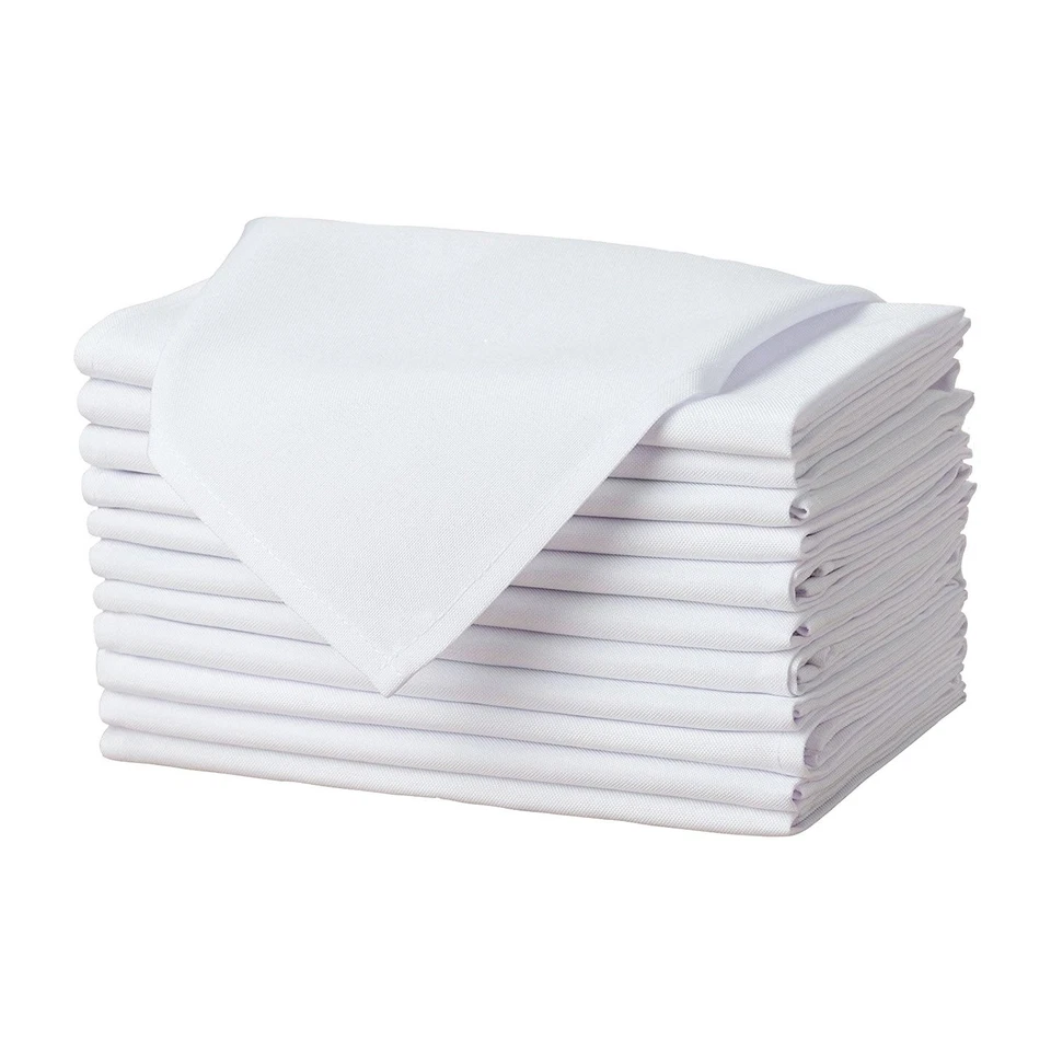 Gee Di Moda Cloth Napkins - 17 X 17 Inch White Solid Washable Polyester Dinner