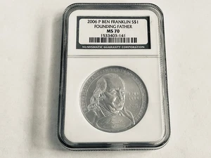 2006-P $1 NGC MS-70 Ben Franklin Founding Father Commemorative Silver Dollar - Picture 1 of 3