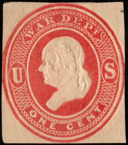 US Postal Stationery Scott # UO44 Mint Cut Square - 1 Cent Red War Department - Picture 1 of 1