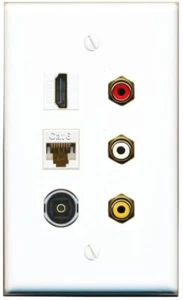 1 Port CAT6 HD RCA-RED RCA-WHITE RCA-YELLOW TOSLINK Wall Plate - Picture 1 of 1