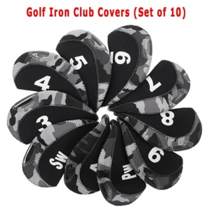 Stretchy Long-Lasting Resilient Set of 10 Camouflage Color Golf Iron Club Covers - Picture 1 of 7